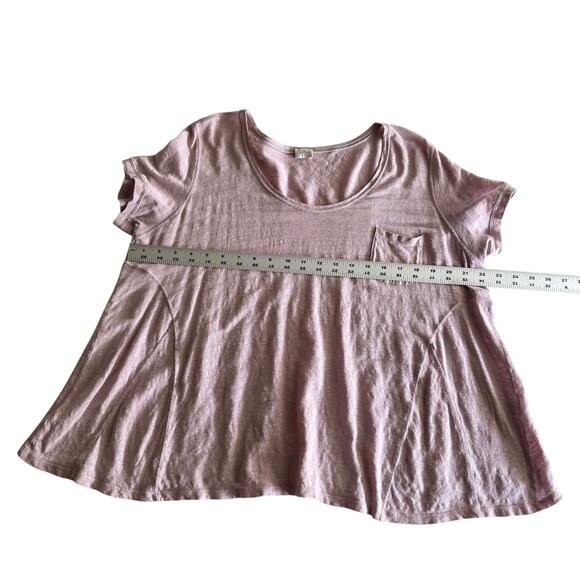 Poetry 100% Linen Lagenlook Oversized Swing Scoopneck Lilac Shirt Top size 18 - Picture 7 of 7